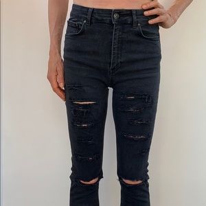 ZARA Jeans skinny stretch ripped black